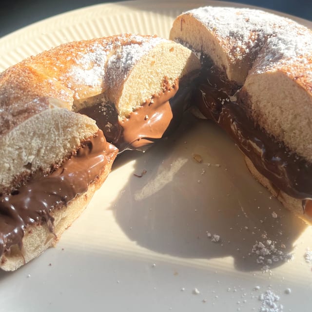 Bagel With Nutella Spread.